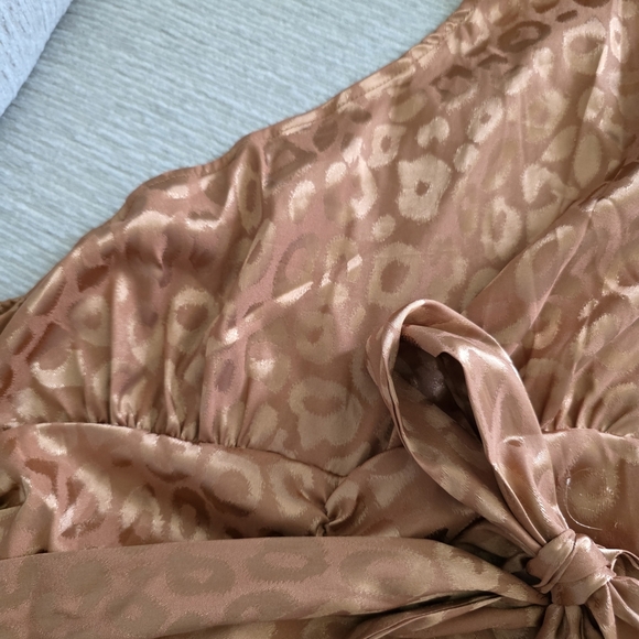Satin Leopard Print One Shoulder Top size Small Orange Brown Color - Picture 2 of 4